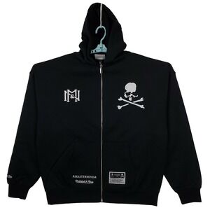 Mastermind World Mitchell‎ & Ness Large Hoodie Embroidery Art Black New
